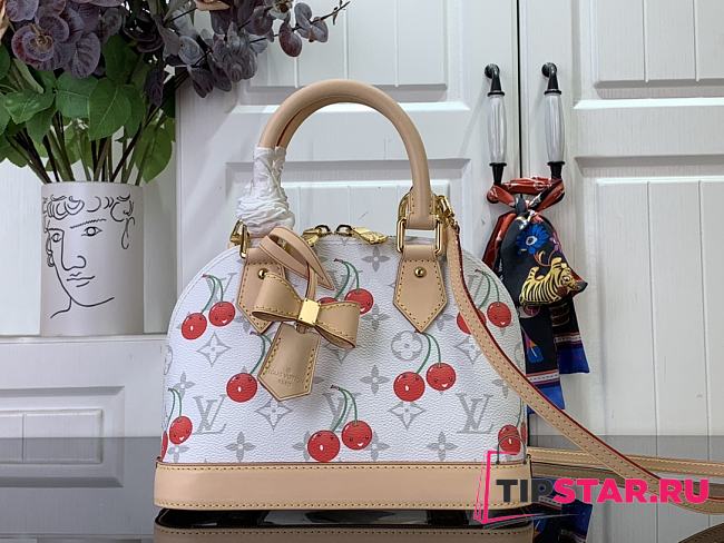 Alma BB LV x TM Bag Monogram Canvas with cherry motif - 1