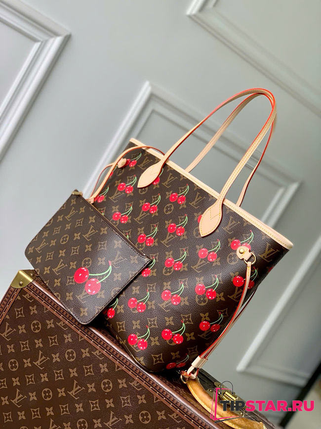 LV x TM Neverfull MM Monogram cherry coated canvas - 1