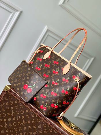 LV x TM Neverfull MM Monogram cherry coated canvas