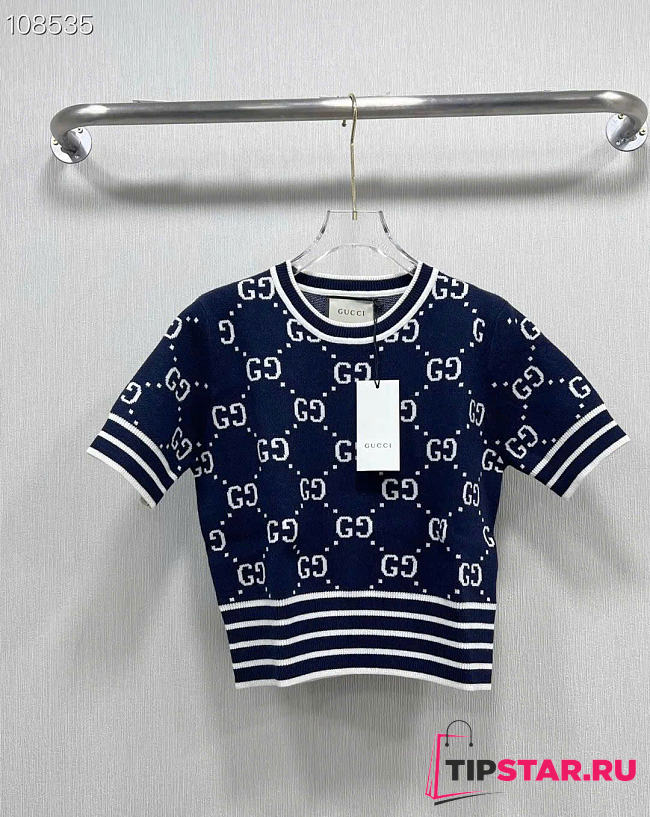 Gucci GG cotton jacquard top Dark blue - 1