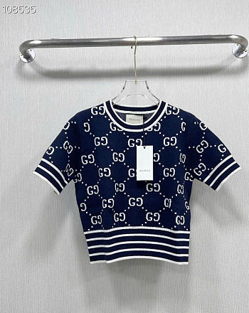 Gucci GG cotton jacquard top Dark blue