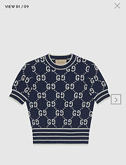 Gucci GG cotton jacquard top Dark blue - 4