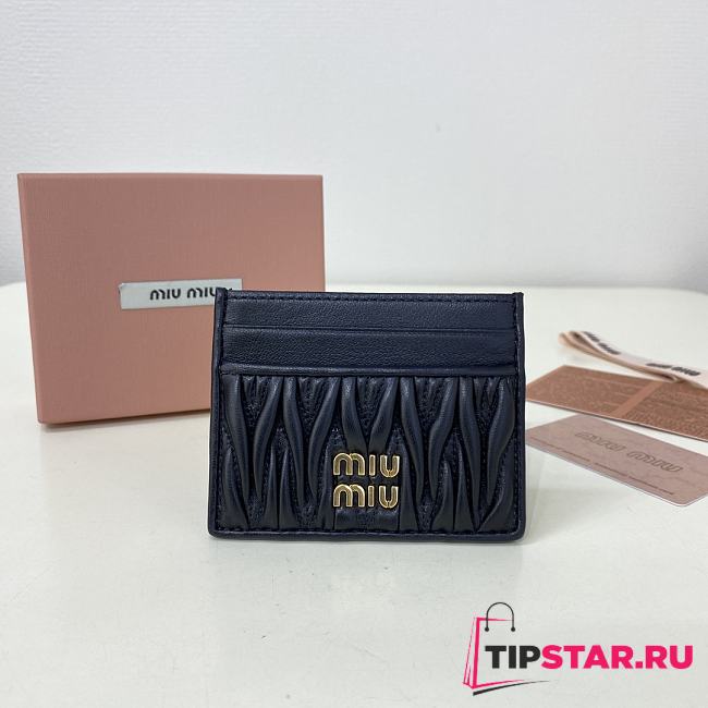 Miumiu Matelassé nappa leather card holder in black - 1