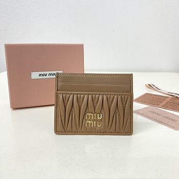 Miumiu Matelassé nappa leather card holder in brown