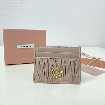 Miumiu Matelassé nappa leather card holder in beige