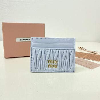 Miumiu Matelassé nappa leather card holder in blue