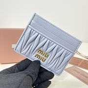 Miumiu Matelassé nappa leather card holder in blue - 6