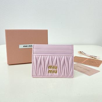 Miumiu Matelassé nappa leather card holder in pink