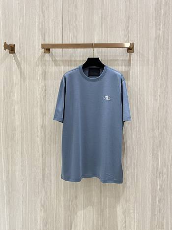Prada Logo Printed T-Shirt In Blue