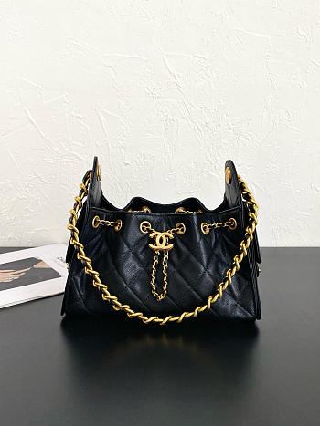 Chanel Mini Hobo Bag Black Leather