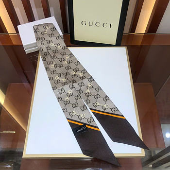 Gucci GG print with Horsebits silk neck bow 03