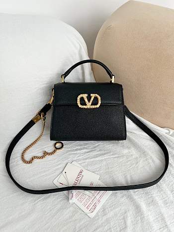 Valentino Garavani Vsling Mini Handbag In Laminated Grainy Black