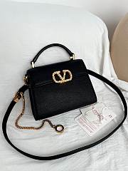 Valentino Garavani Vsling Mini Handbag In Laminated Grainy Black - 6