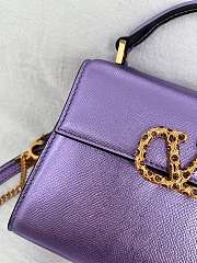 Valentino Garavani Vsling Mini Handbag In Laminated Grainy Purble - 2