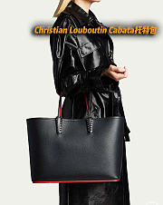 Christian Louboutin Cabata large Tote bag - Calf leather and spikes - Black - 4