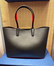 Christian Louboutin Cabata large Tote bag - Calf leather and spikes - Black - 2