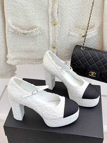 Chanel Platform Mary Jane Pumps Heel height 11 cm In White