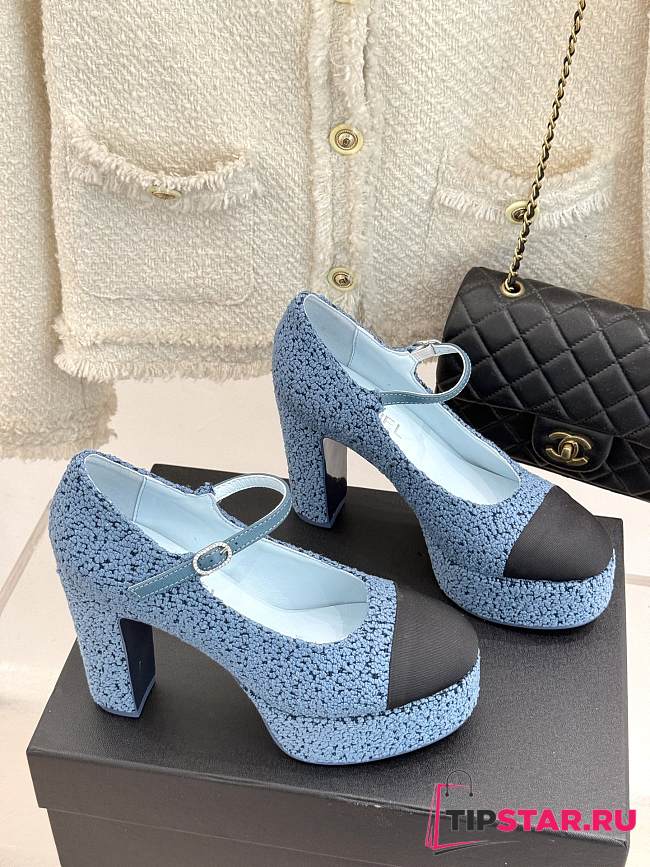 Chanel Platform Mary Jane Pumps Heel height 11 cm In Blue - 1