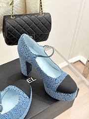 Chanel Platform Mary Jane Pumps Heel height 11 cm In Blue - 3