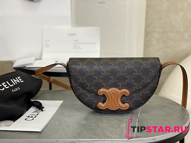 Celine Calfskin Besace Cuir Triomphe Logo Pattern - 1