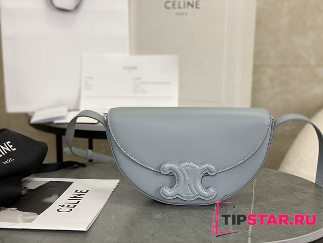 Celine Calfskin Besace Cuir Triomphe In Blue - 1