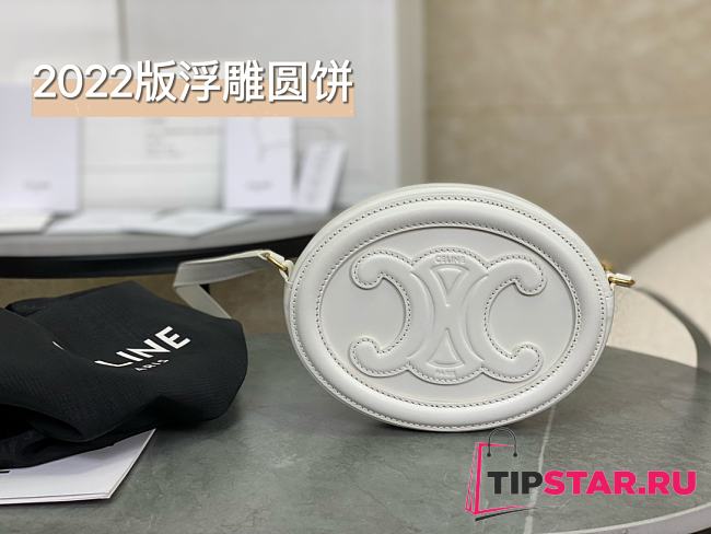Celine Crossbody Oval Purse Cuir Triomphe In White - 1