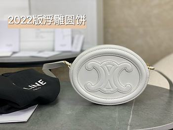 Celine Crossbody Oval Purse Cuir Triomphe In White