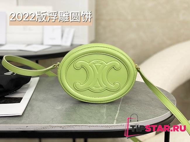 Celine Crossbody Oval Purse Cuir Triomphe In Green - 1