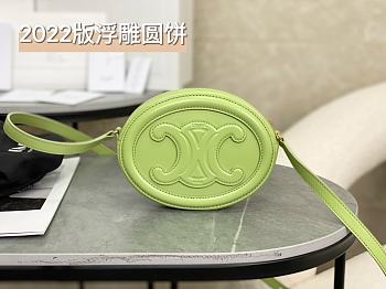 Celine Crossbody Oval Purse Cuir Triomphe In Green