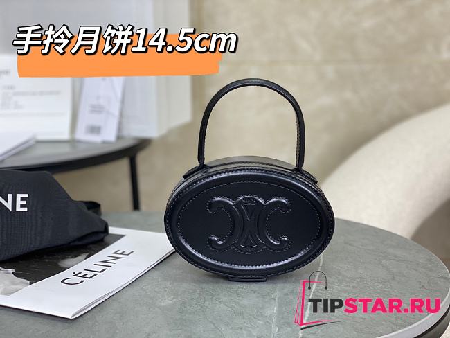 Celine Mini Crossbody Oval Purse Cuir Triomphe In Black - 1