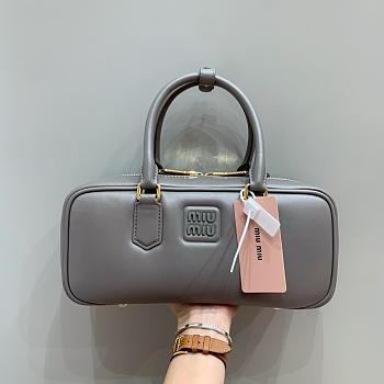 Miumiu Arcadie Leather Handle Bag In Gray Size 27x9x12 cm