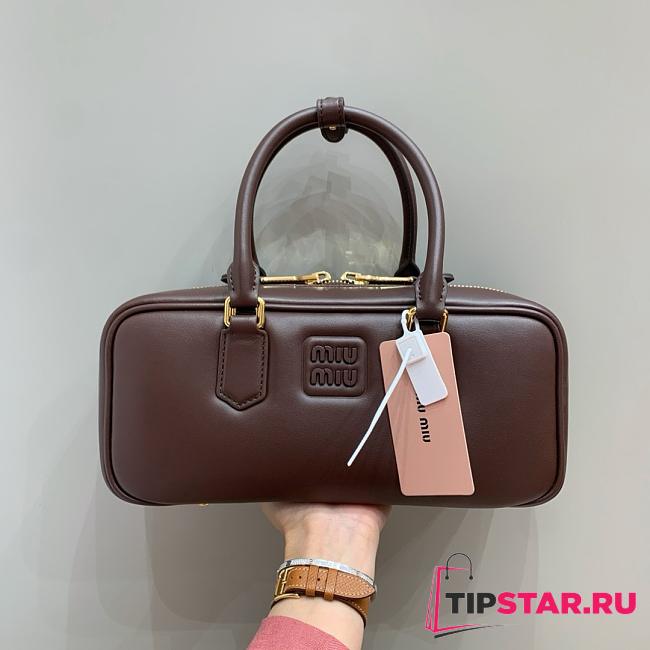 Miumiu Arcadie Leather Handle Bag In Burgundy Size 27x9x12 cm - 1