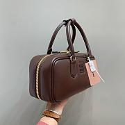 Miumiu Arcadie Leather Handle Bag In Burgundy Size 27x9x12 cm - 5