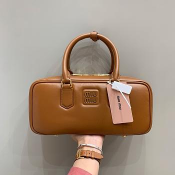 Miumiu Arcadie Leather Handle Bag In Brown Size 27x9x12 cm