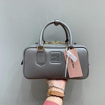Miumiu Arcadie Leather Handle Bag In Gray Size 22x10.5x7.5 cm