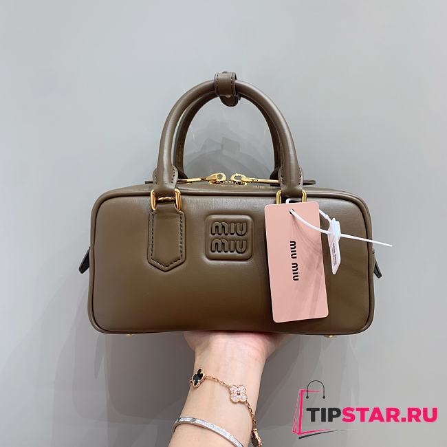 Miumiu Arcadie Leather Handle Bag In Green Size 22x10.5x7.5 cm - 1