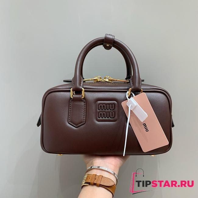 Miumiu Arcadie Leather Handle Bag In Burgundy Size 22x10.5x7.5 cm - 1