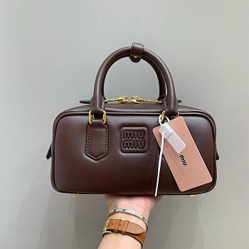 Miumiu Arcadie Leather Handle Bag In Burgundy Size 22x10.5x7.5 cm