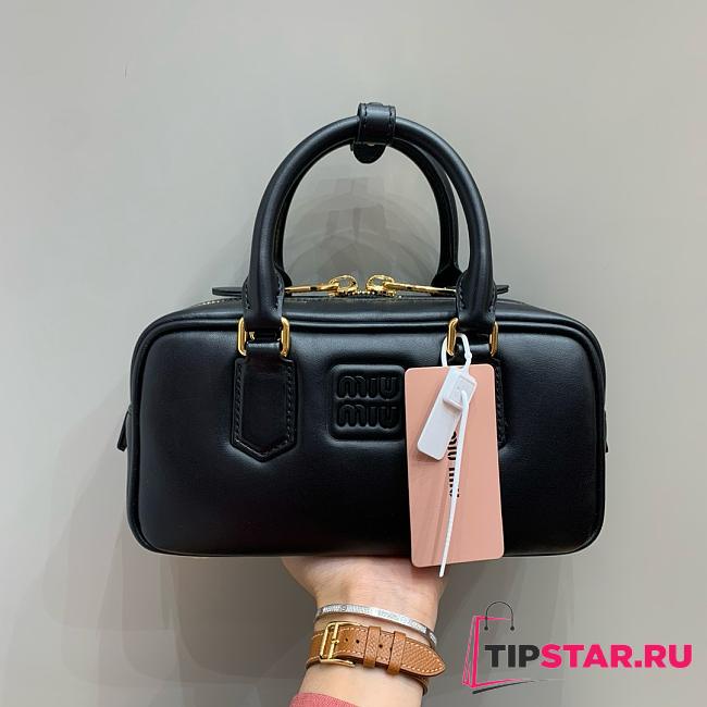 Miumiu Arcadie Leather Handle Bag In Black Size 22x10.5x7.5 cm - 1