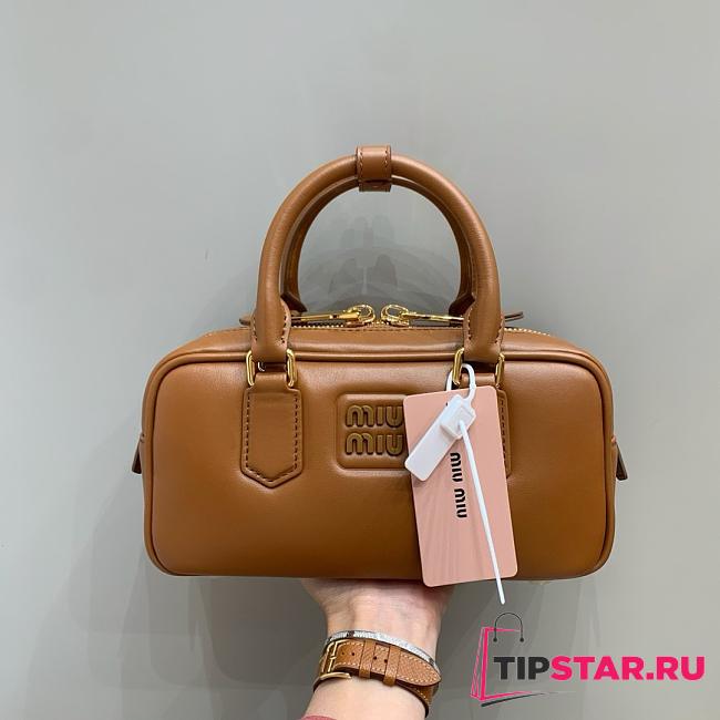 Miumiu Arcadie Leather Handle Bag In Brown Size 22x10.5x7.5 cm - 1