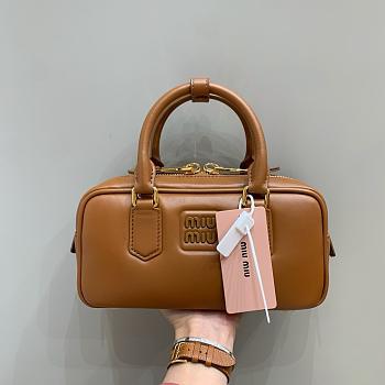 Miumiu Arcadie Leather Handle Bag In Brown Size 22x10.5x7.5 cm