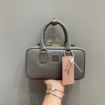 Miumiu Arcadie Leather Handle Bag In Gray Size 19x10x5 cm