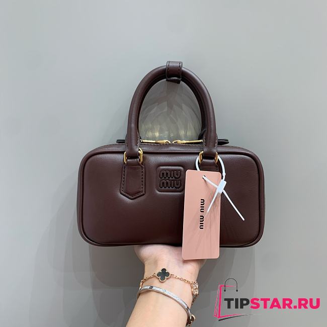 Miumiu Arcadie Leather Handle Bag In Burgundy Size 19x10x5 cm - 1
