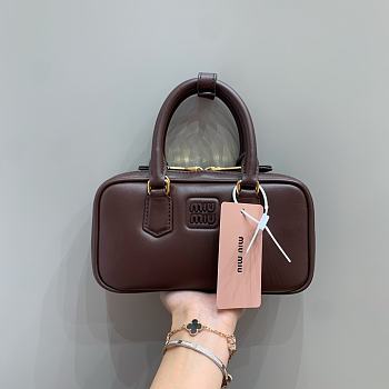 Miumiu Arcadie Leather Handle Bag In Burgundy Size 19x10x5 cm