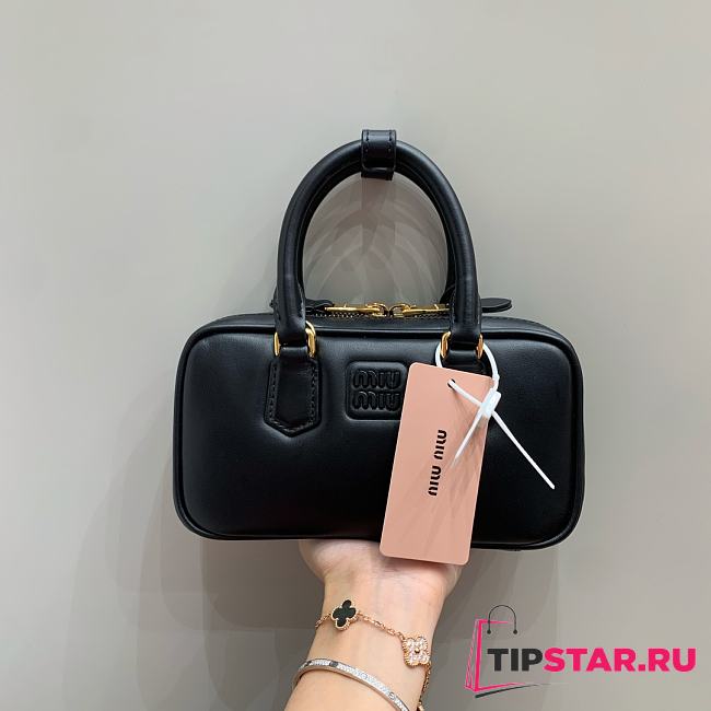 Miumiu Arcadie Leather Handle Bag In Black Size 19x10x5 cm - 1