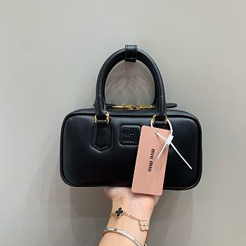 Miumiu Arcadie Leather Handle Bag In Black Size 19x10x5 cm