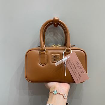 Miumiu Arcadie Leather Handle Bag In Brown Size 19x10x5 cm