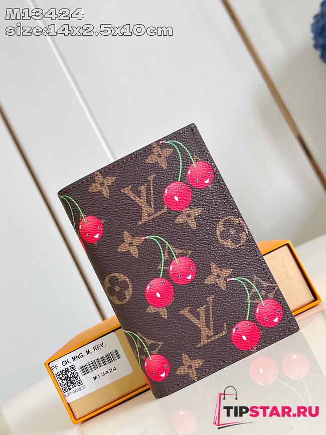 LV x TM Passport Wallet Monogram Canvas with cherry motif - 1