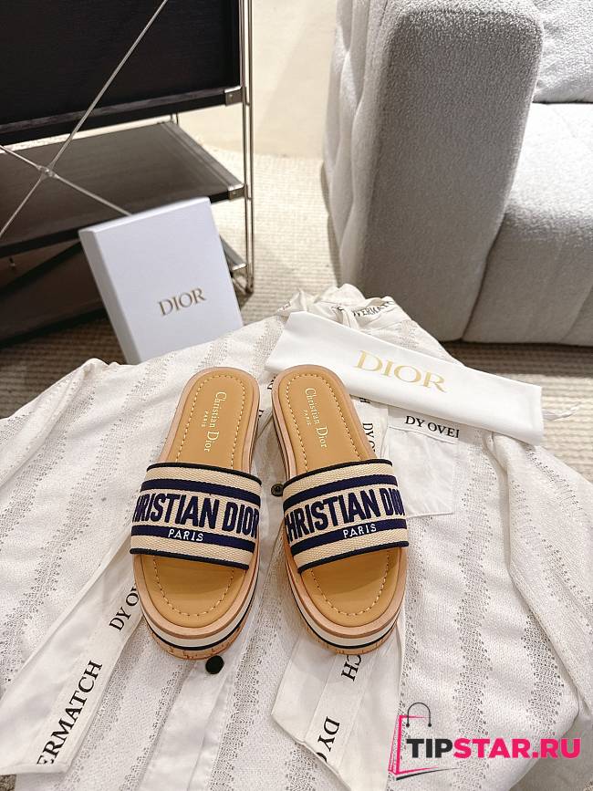 Dior Dway Slide Aquamarina 4.5 cm In Navy Blue - 1