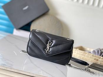 Ysl Saint Laurent Mini Loulou In Black Silver Hardware